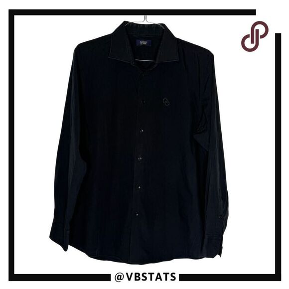 Cavalli Class Men's Long Sleeve Classic Dress Shirt Black Size 44 - Picture 1 of 6